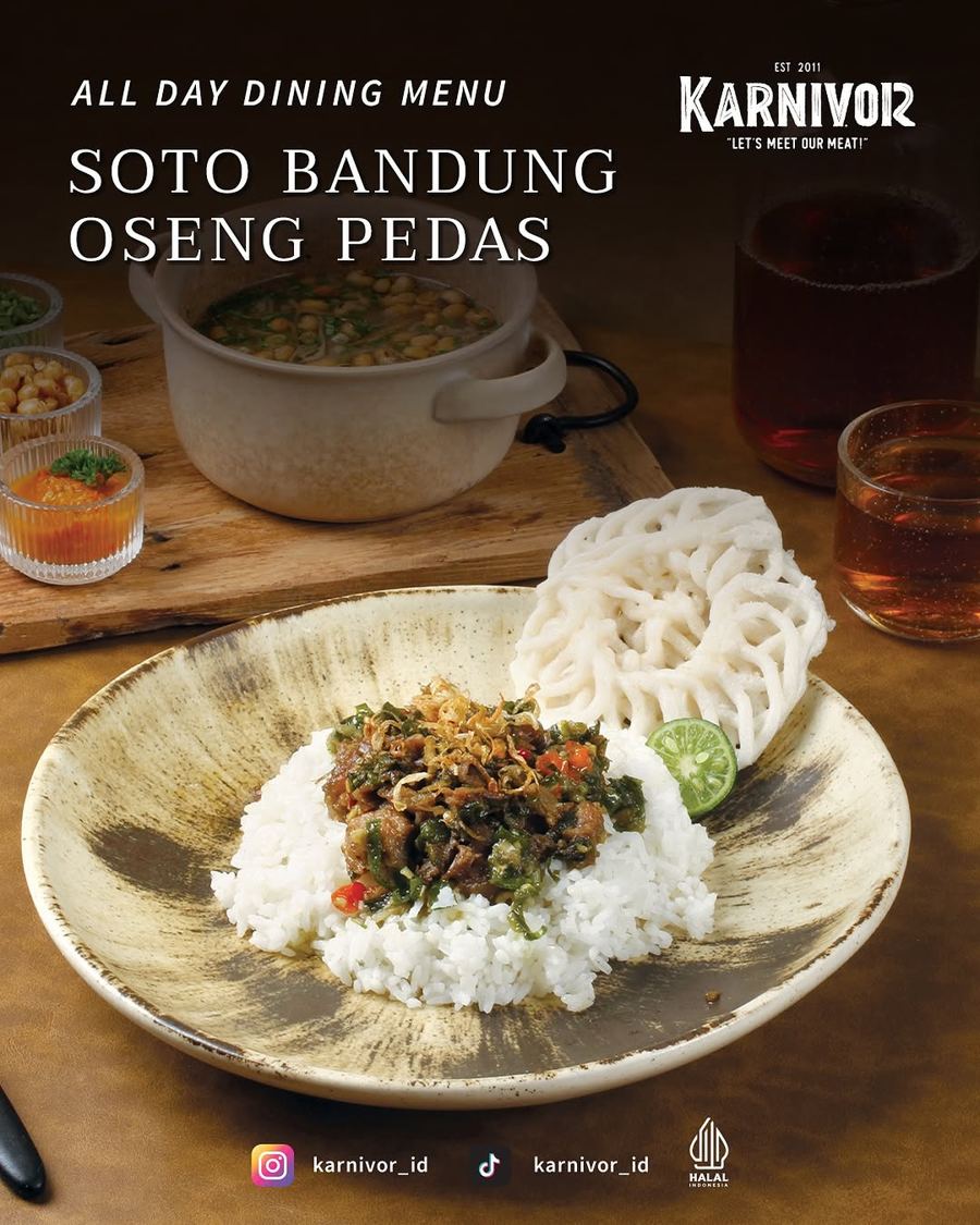 Foto Soto Bandung Ongseng Asin Pedas + Nasi Karnivor