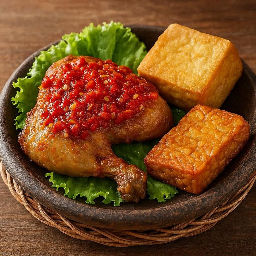 Foto Ayam Penyet Cabe Merah Tahu Tempe Kedai Pak Kumis