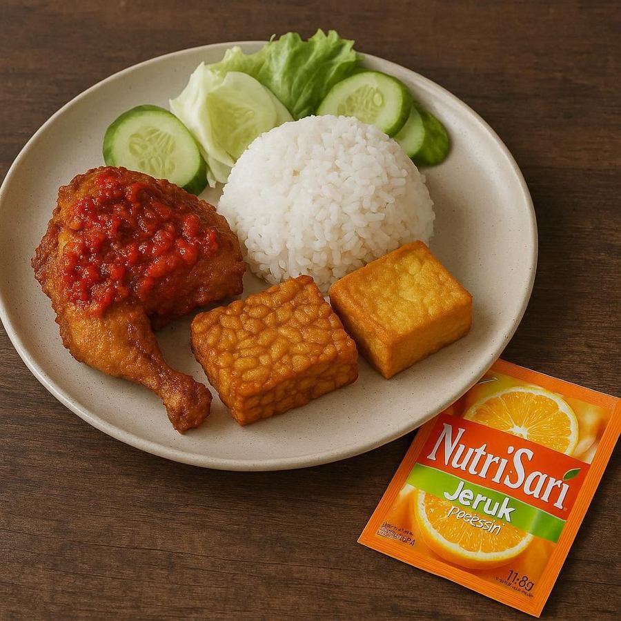Foto Ayam Penyet Cabe Merah Nasi Tahu Tempe Kedai Pak Kumis