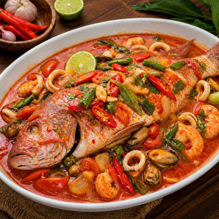Foto Kakap Asam Pedas Kedai Tiga Nyonya