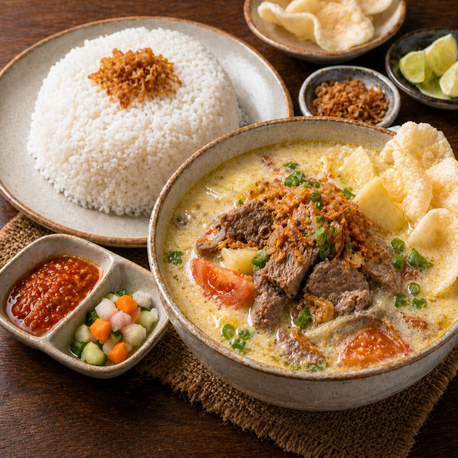 Foto Soto Batavia + Nasi Kedai Tiga Nyonya
