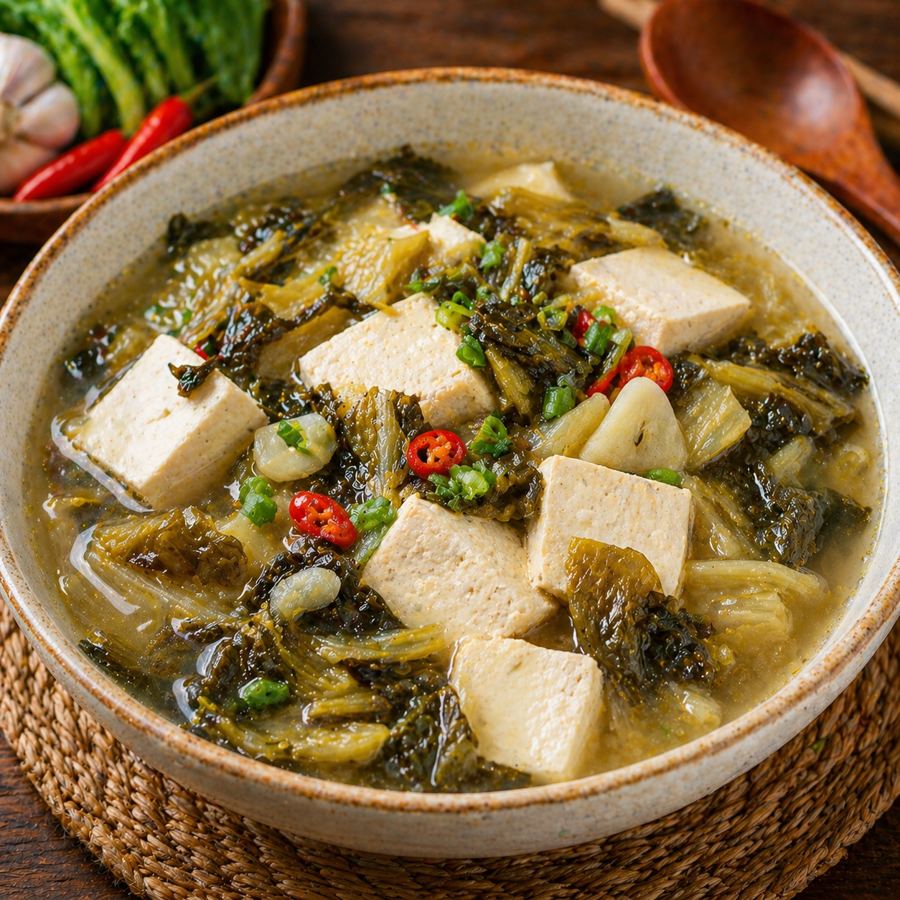 Foto Kuah Sawi Asin + Tahu Kedai Tiga Nyonya