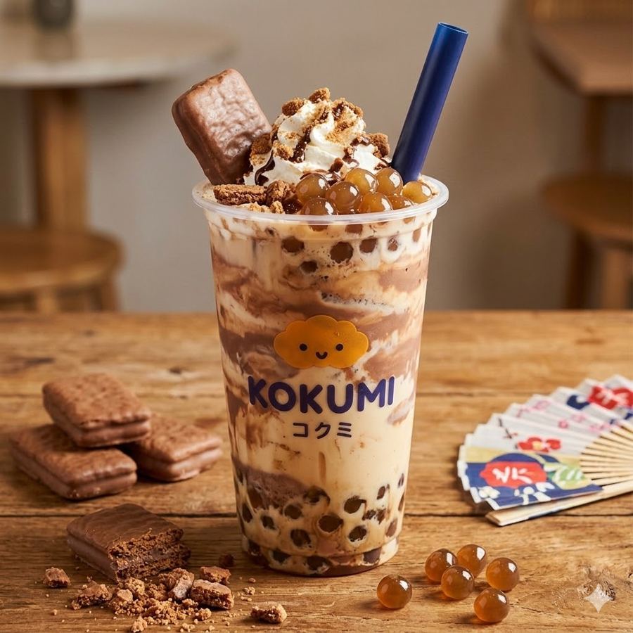 Foto Okinawa TimTam Big Boba – Minuman Okinawa dengan topping TimTam dan boba