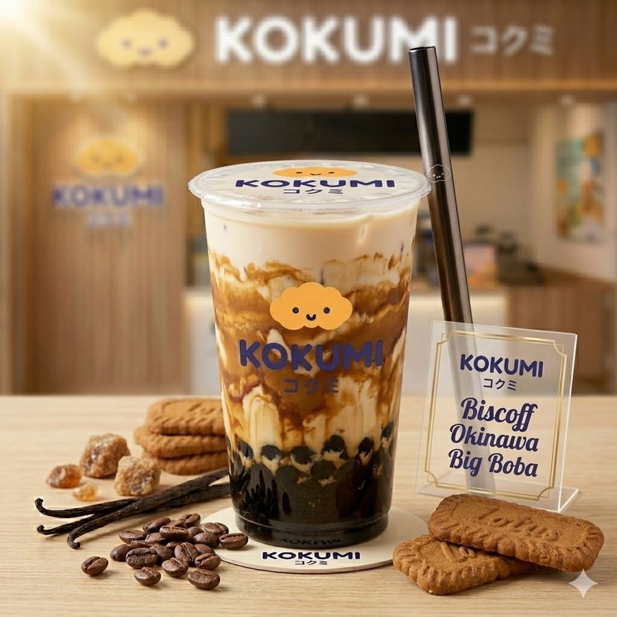 Foto Biscoff Okinawa Big Boba – Minuman Okinawa dengan topping biscoff dan boba