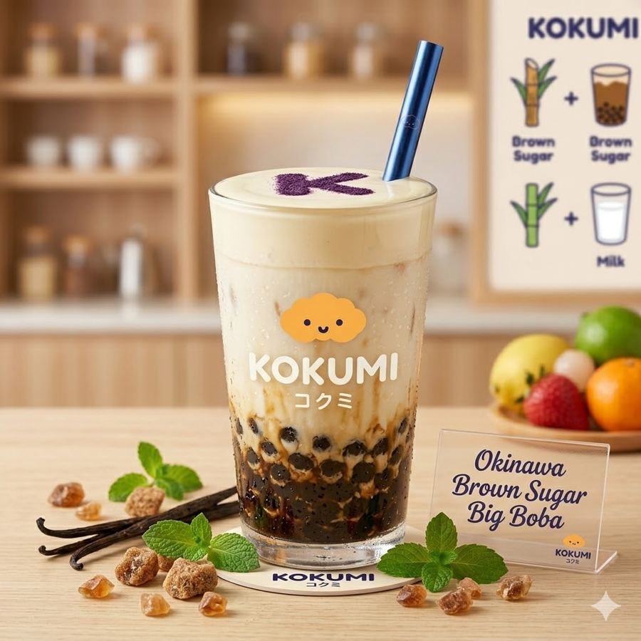 Foto Okinawa Brown Sugar Big Boba – Okinawa syrup dengan fresh milk dan boba