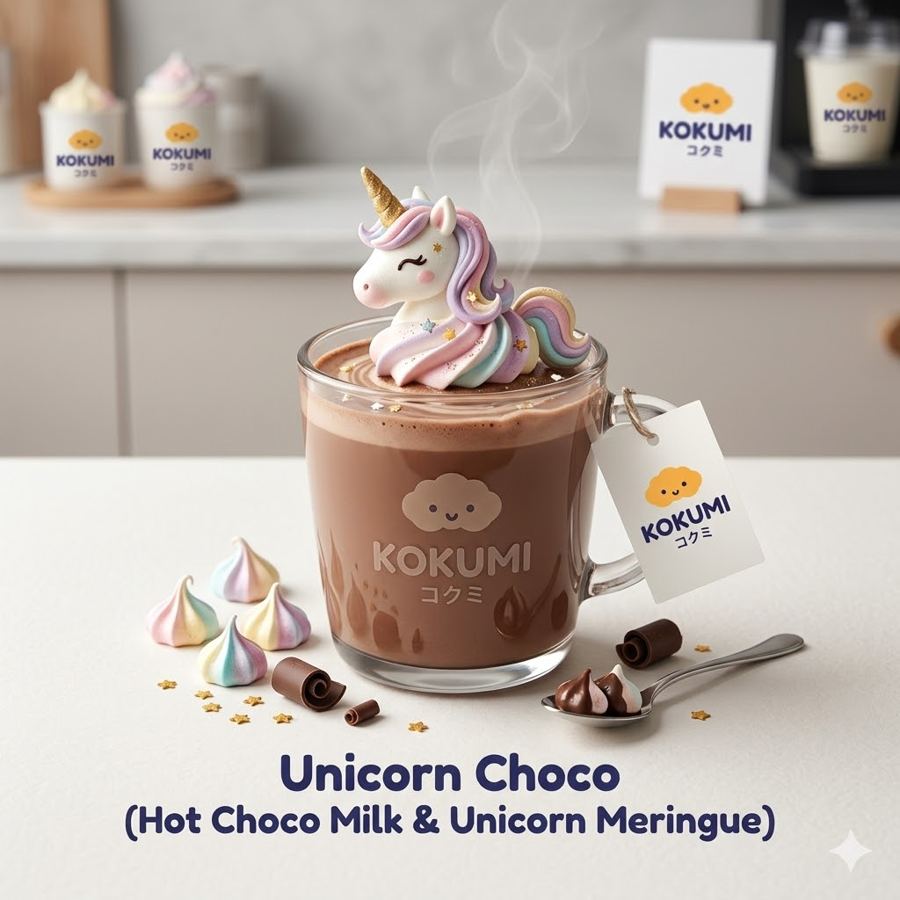 Foto Unicorn Choco – Hot chocolate milk dengan unicorn meringue
