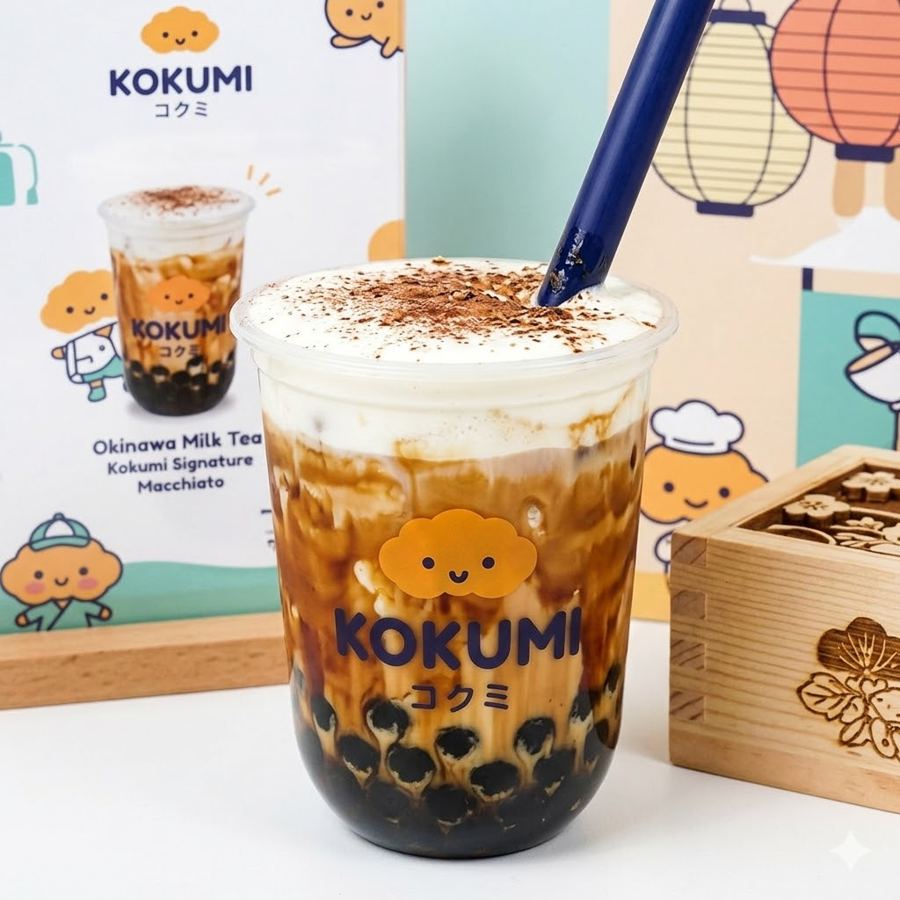 Foto Okinawa Milk Tea With Boba – Teh hitam dengan creamer dan boba