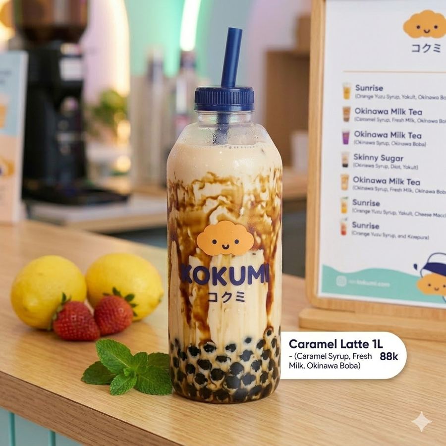 Foto Caramel Latte 1L – Latte dengan rasa karamel ukuran 1 liter