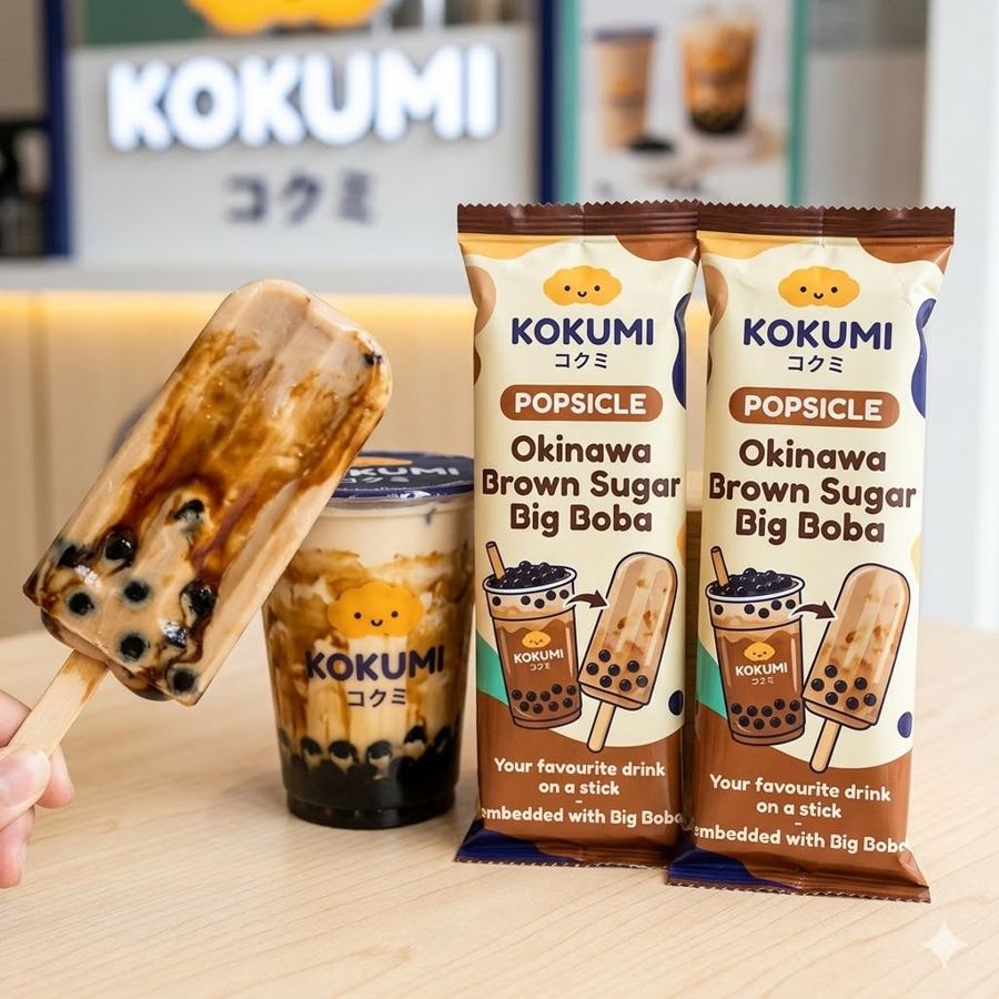 Foto Popsicle Okinawa Brown Sugar Big Boba – Minuman favorit dalam bentuk es stik