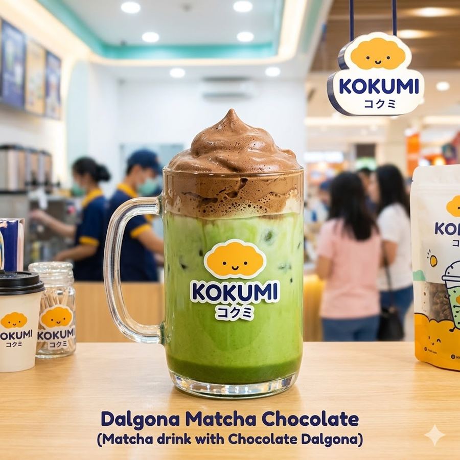 Foto Dalgona Matcha Chocolate – Matcha drink dengan chocolate dalgona