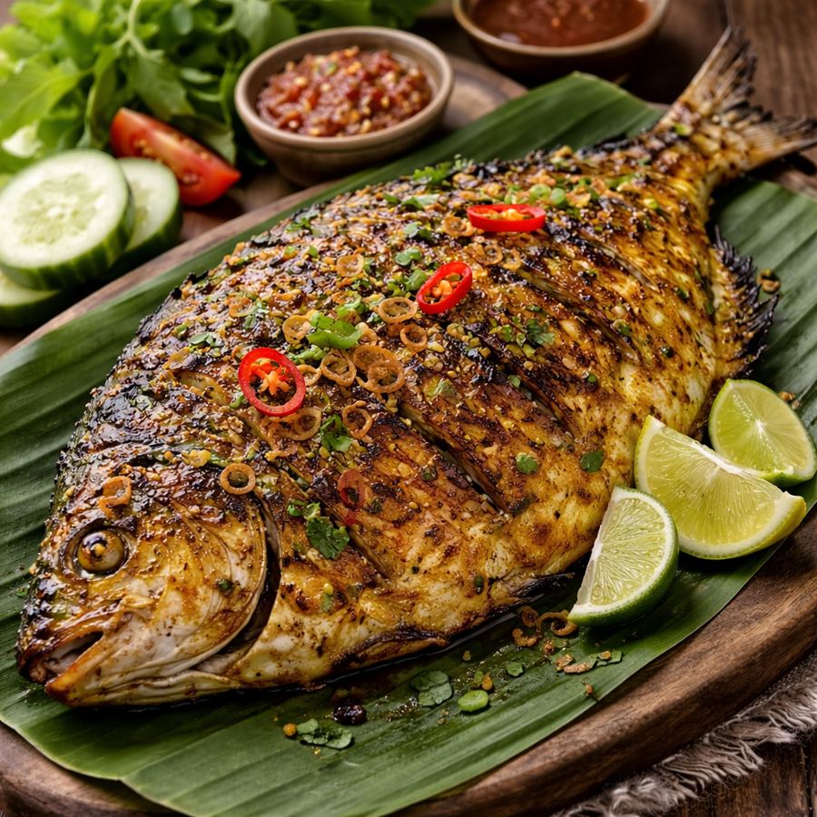 Foto Baronang bakar bumbu kuning Mang Engking