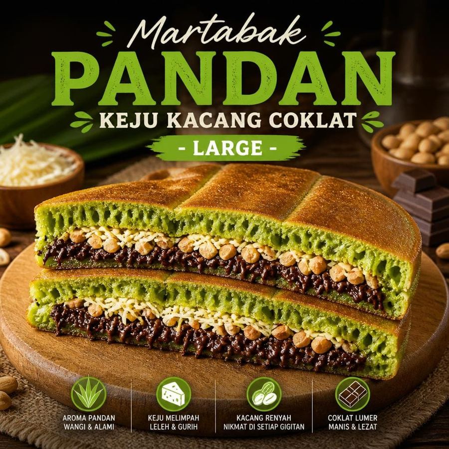 Foto Pandan Keju Kacang Coklat Large Martabak 999 Asli Bandung