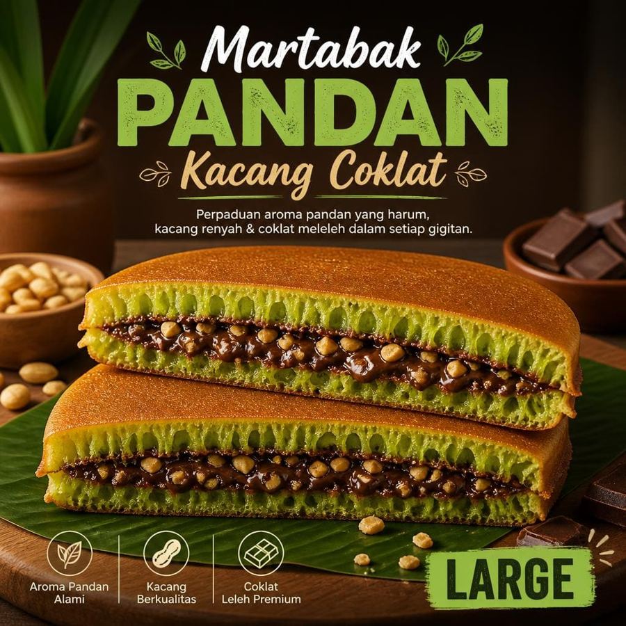 Foto Pandan Kacang Coklat Large Martabak 999 Asli Bandung