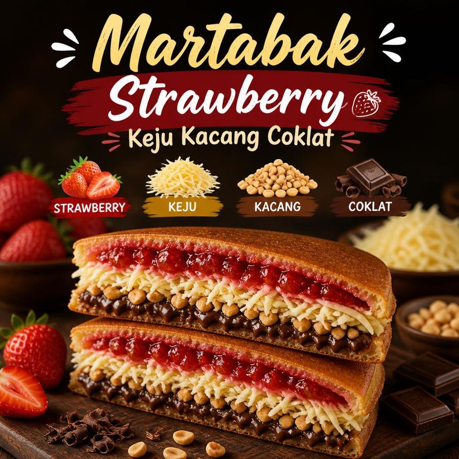 Foto Strawberry Keju Kacang Coklat Large Martabak 999 Asli Bandung