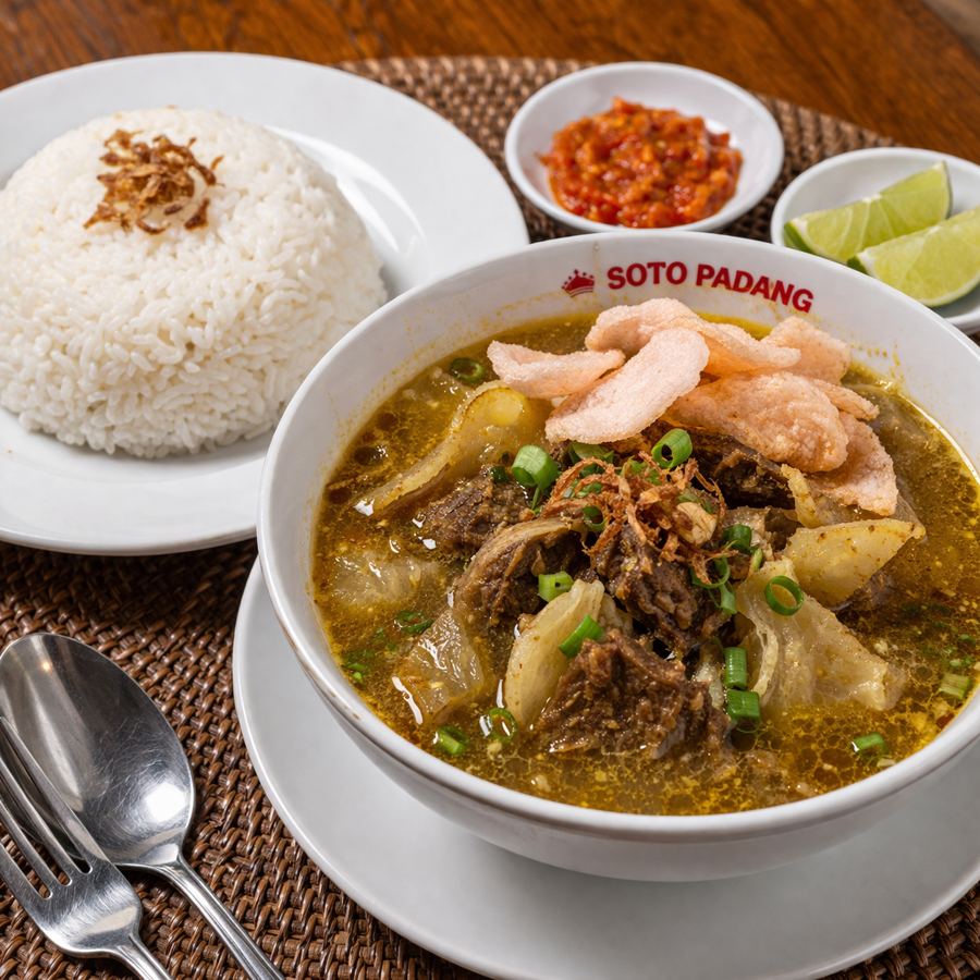 Foto Soto Padang + Nasi Putih Martabak Kubang Hayuda