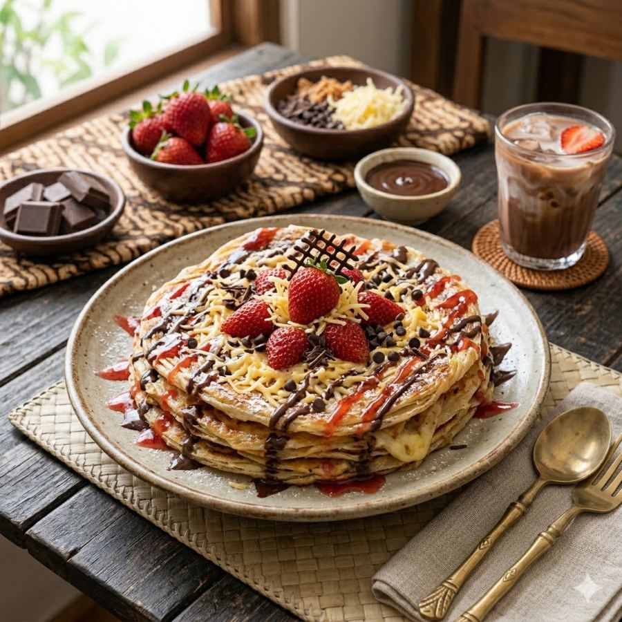 Foto Roti Cane Keju Strawberry Coklat Martabak Kubang Hayuda