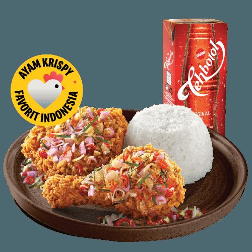 Foto Panas 2 (Rice) Sambal Matah Krispy & Rice Medium