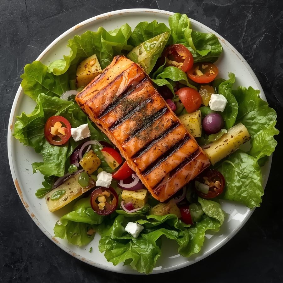 Foto Grilled Salmon Salad Nanny's Pavillon