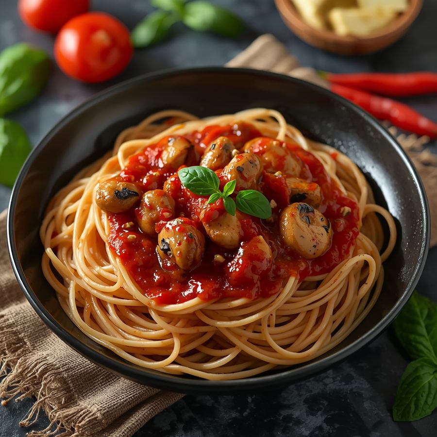 Foto Spaghetti Olio Mushroom Nanny's Pavillon