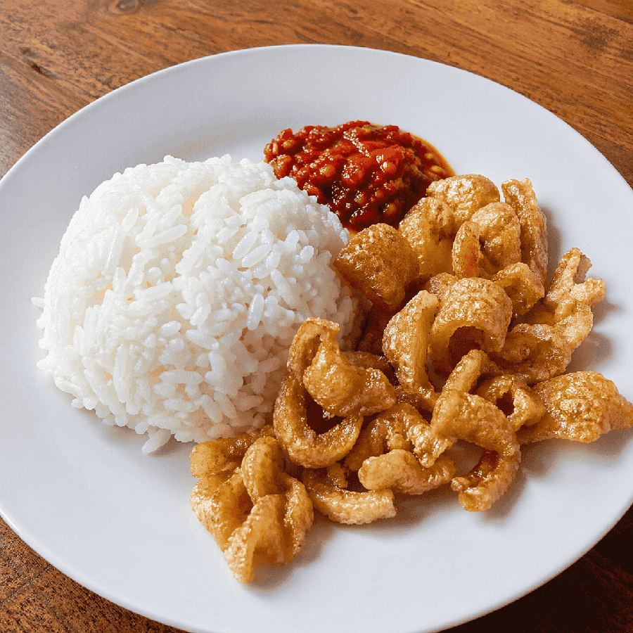 Foto Nasi + Kulit + Sambal