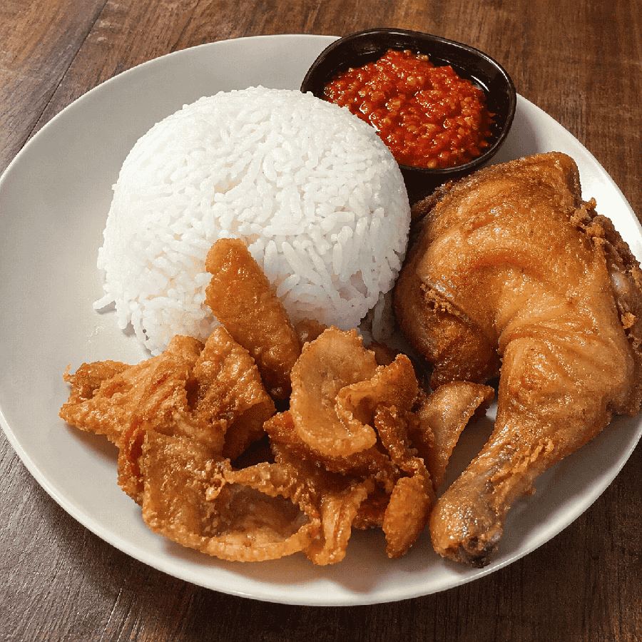 Foto Nasi + Kulit + Ayam + Sambal