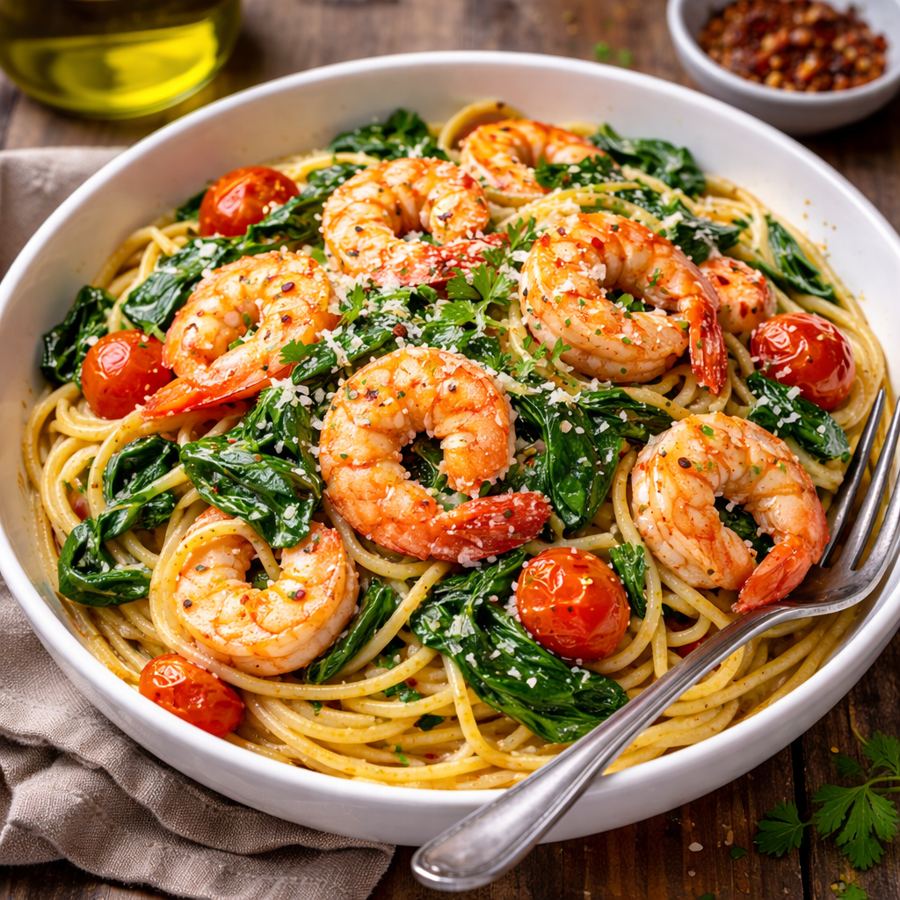 Foto Prawn & Spinach Pasta