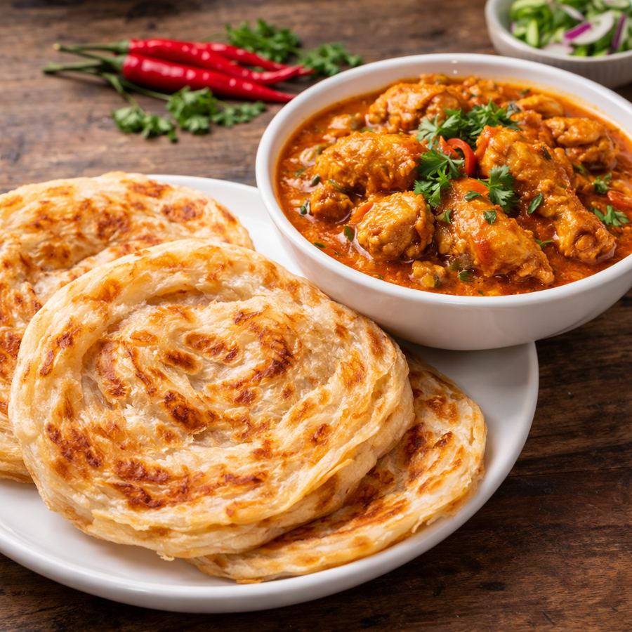 Foto Roti Canai Chicken Curry
