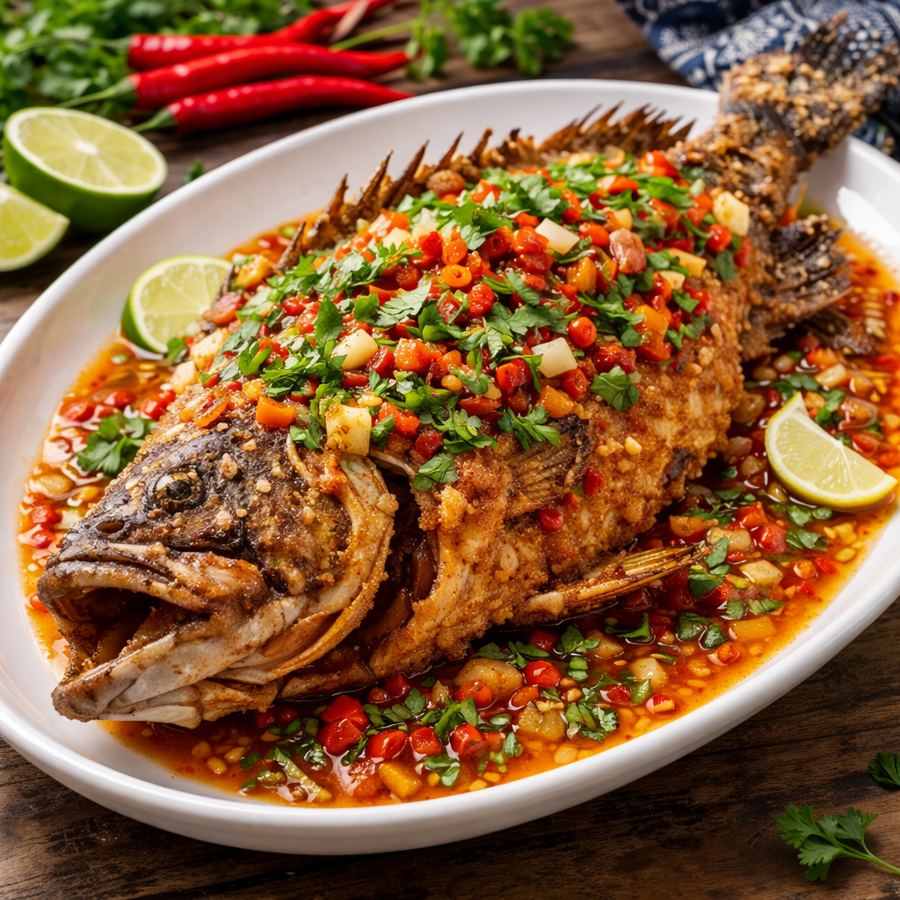 Foto Tiger Grouper Deep Fried with Thai Sauce 500 gram