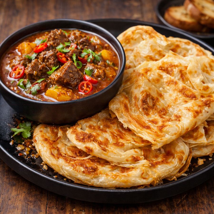 Foto Roti Canai Beef Curry