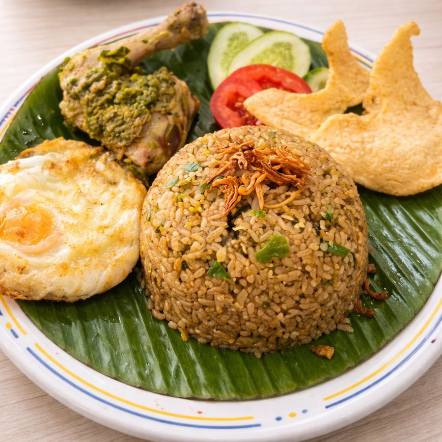 Foto Nasi Goreng Ijo + Ayam Ijo