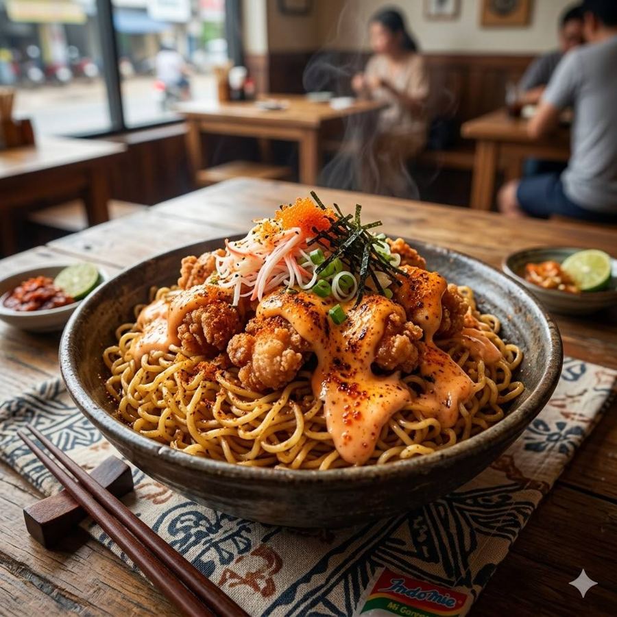 Foto Indomie Mentai Karage Rice Bowl Boss