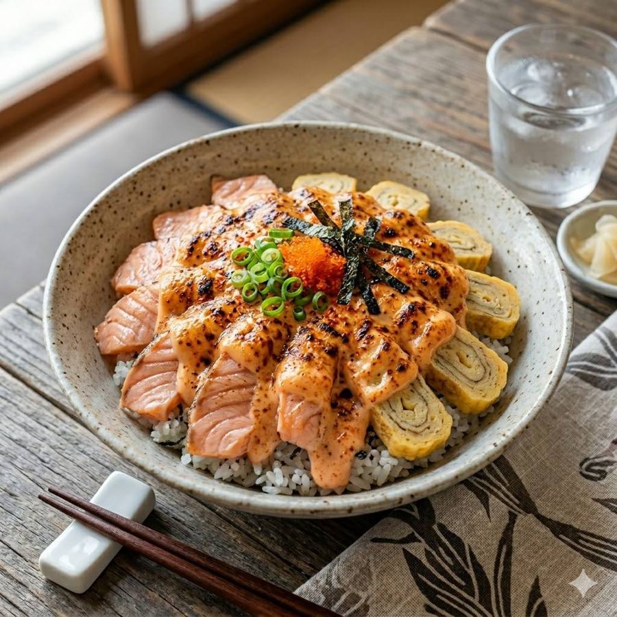 Foto Mentai Rice Tamago Salmon Rice Bowl Boss