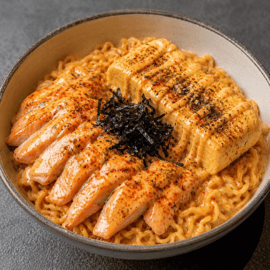 Foto Indomie Mentai Tamago Salmon Rice Bowl Boss