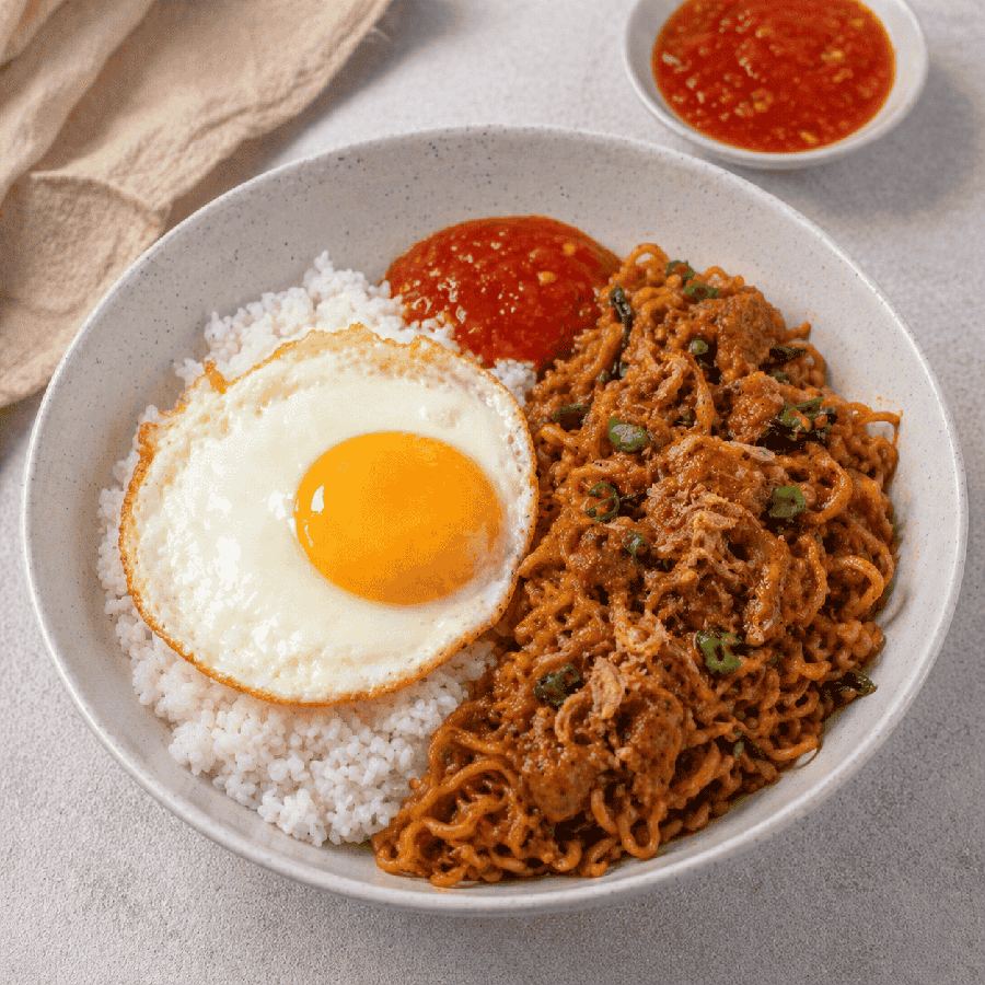 Foto Rice Bowl Indomie Goreng Rendang Rice Bowl Mantul