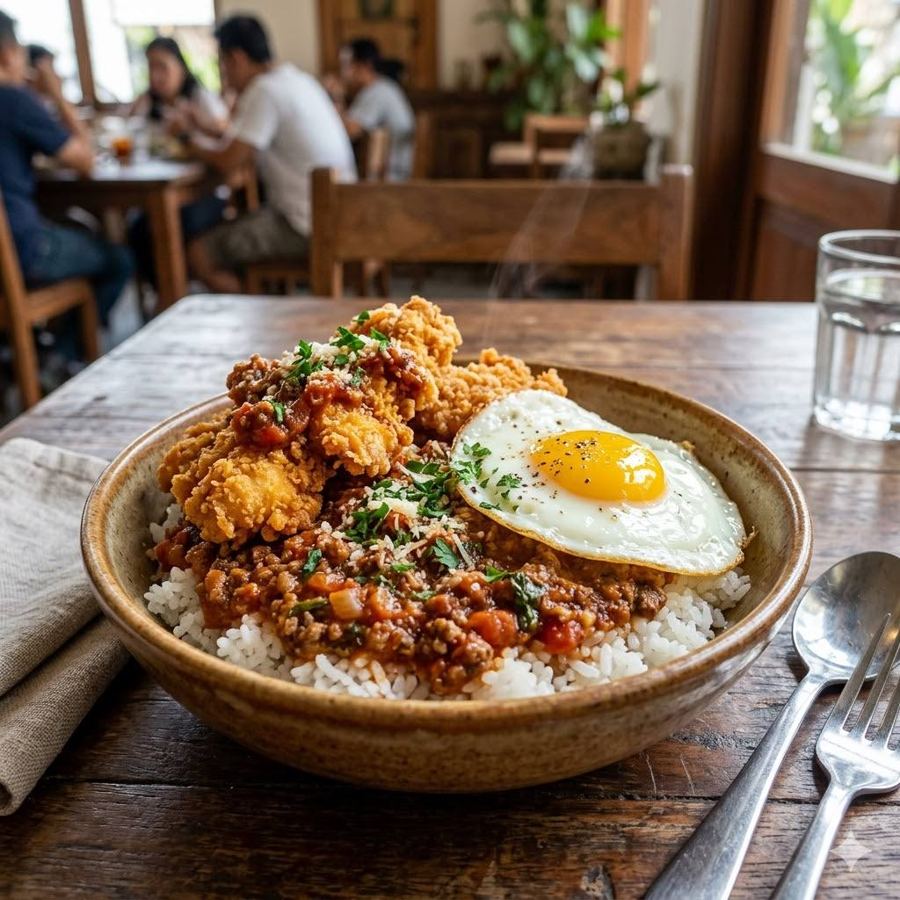 Foto Rice Bowl Ayam Fillet Saos Bolognese Rice Bowl Mantul