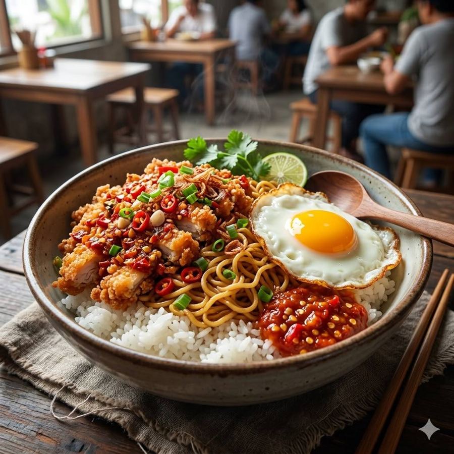 Foto Rice Bowl Indomie Goreng Geprek Rice Bowl Mantul