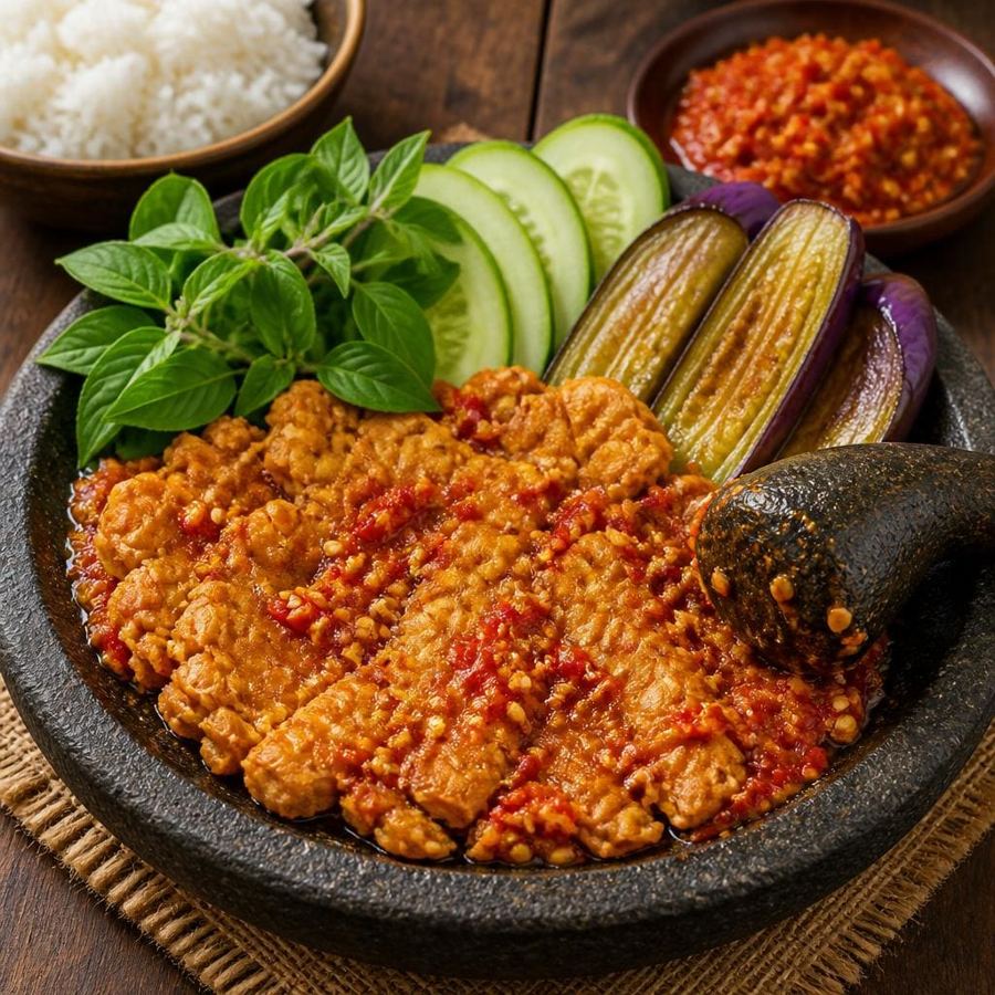Foto Tempe Penyet di RM Bumi Aki