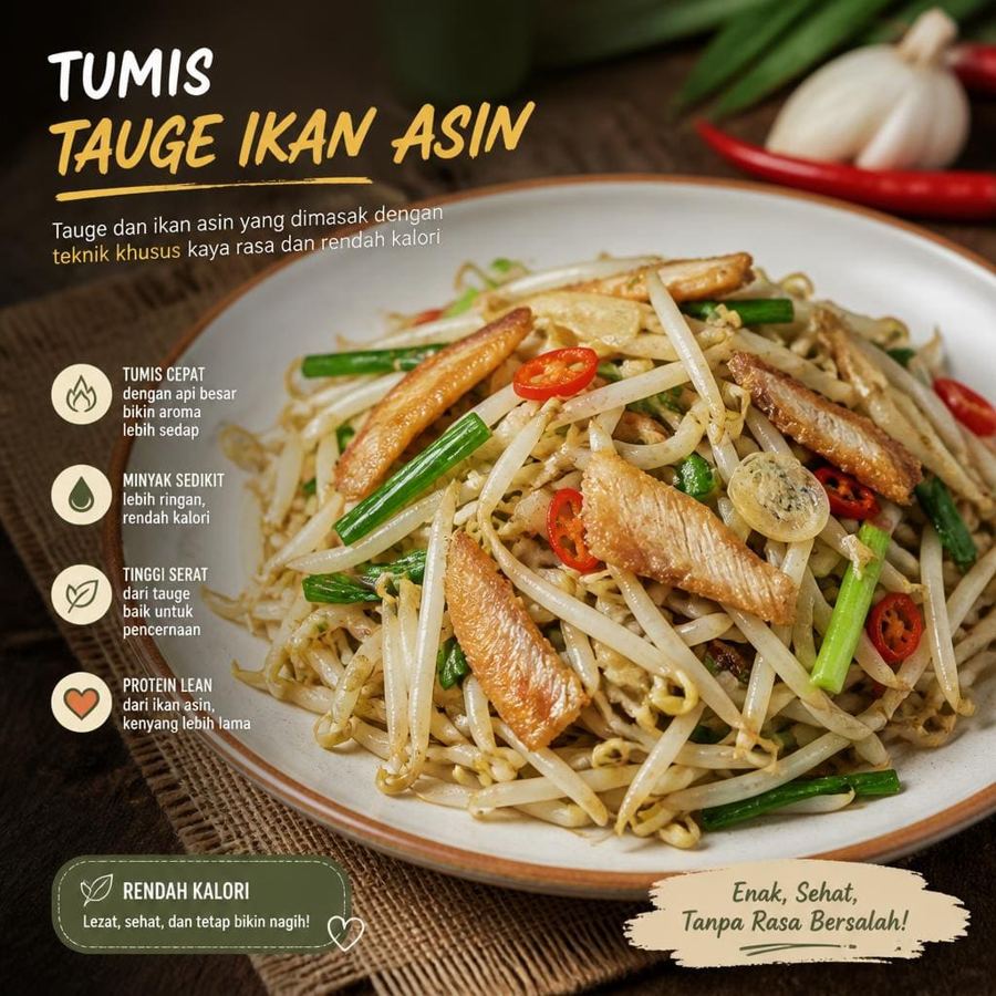 Foto Tumis Tauge Ikan Asin di RM Bumi Aki