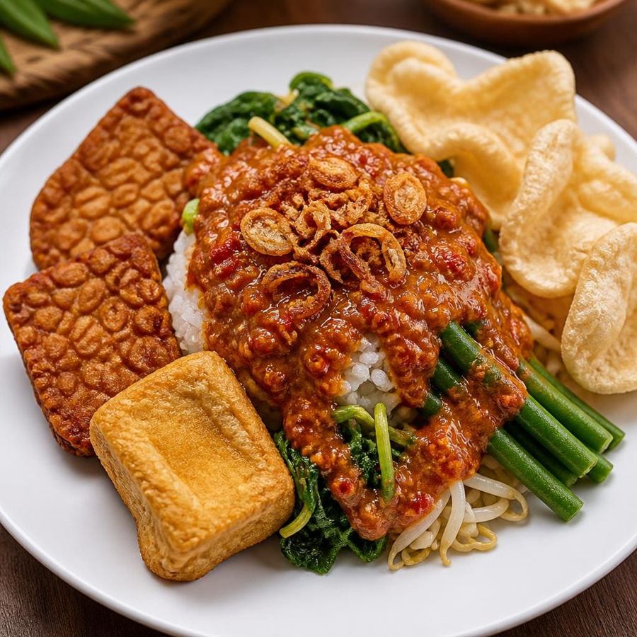 Foto Nasi Pecel Komplit dari Sate Khas Senayan