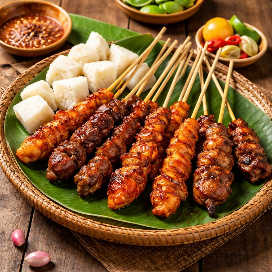 Foto Sate campur padang lengkap dengan berbagai isian dan kuah kental