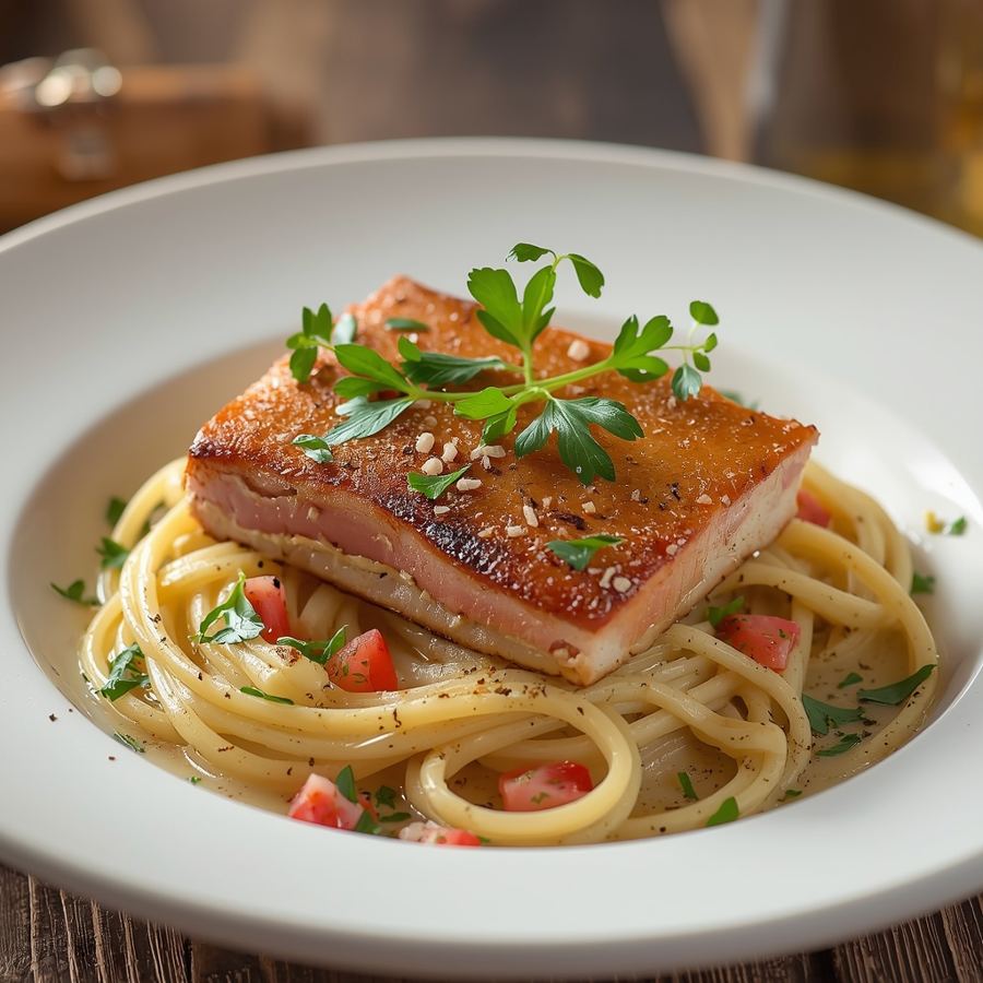 Foto Crispy Pork Belly Carbonara