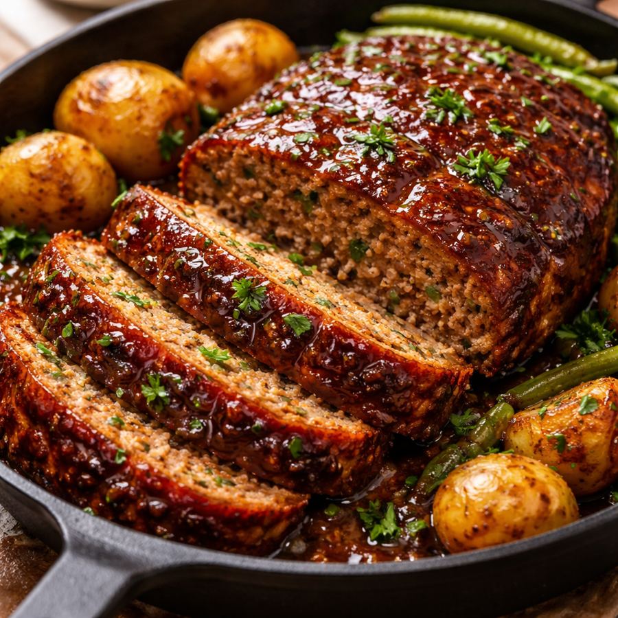 Foto Homemade Panfried Meatloaf