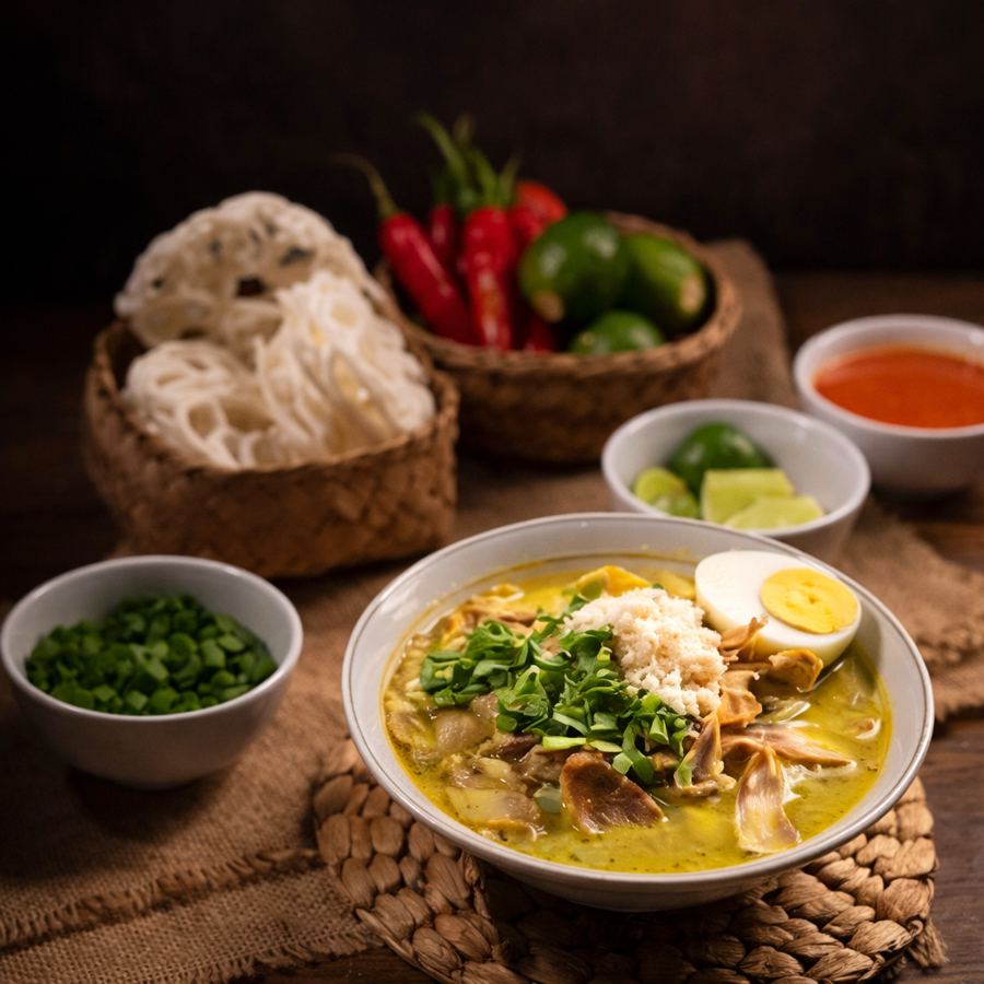 Foto Soto Ayam Paha + Nasi + Telur Rebus + Es Teh Manis