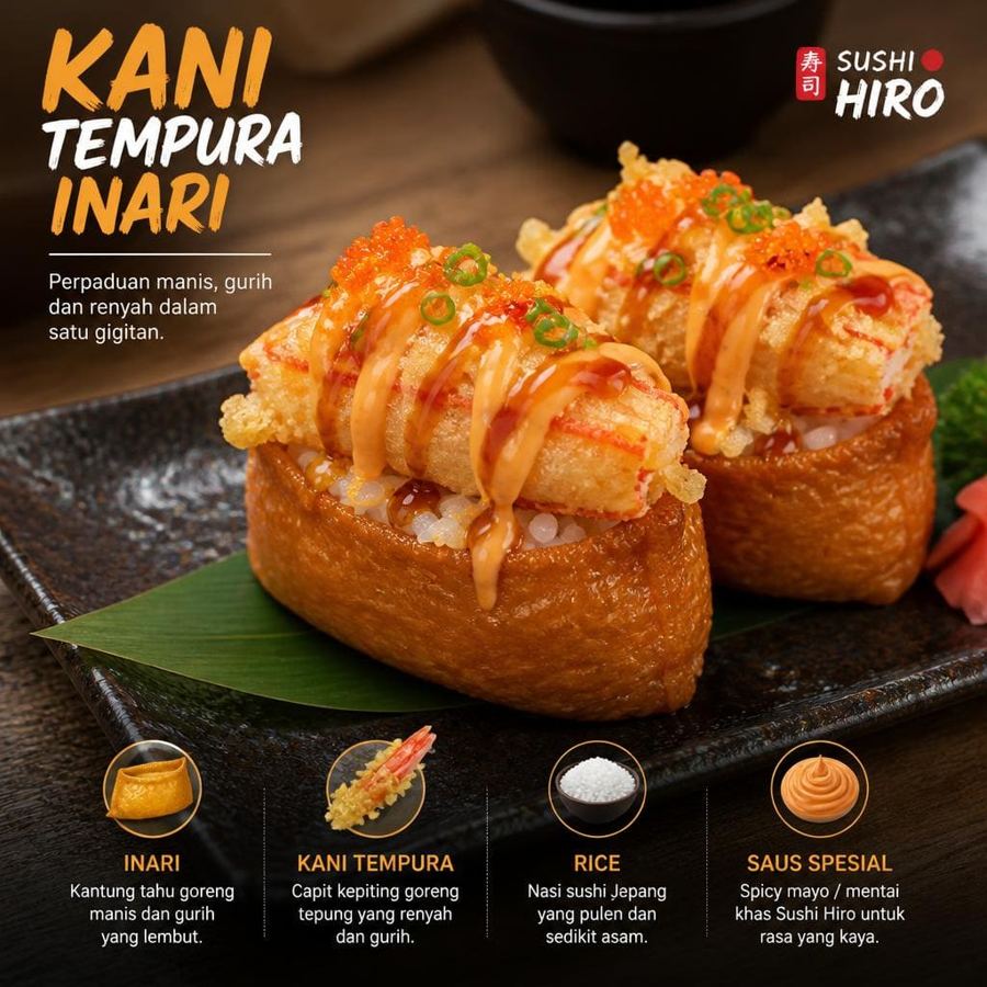 Foto Kani Tempura Inari Sushi Hiro menu inari tempura