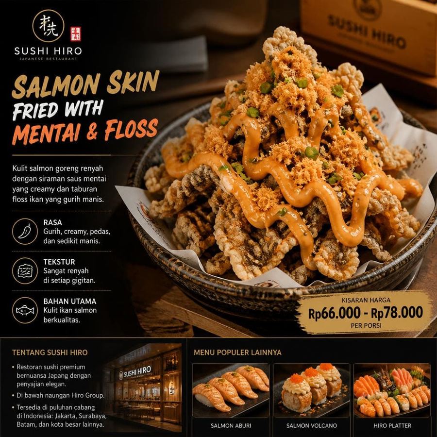 Foto Salmon Skin Fried With Mentai and Floss Sushi Hiro