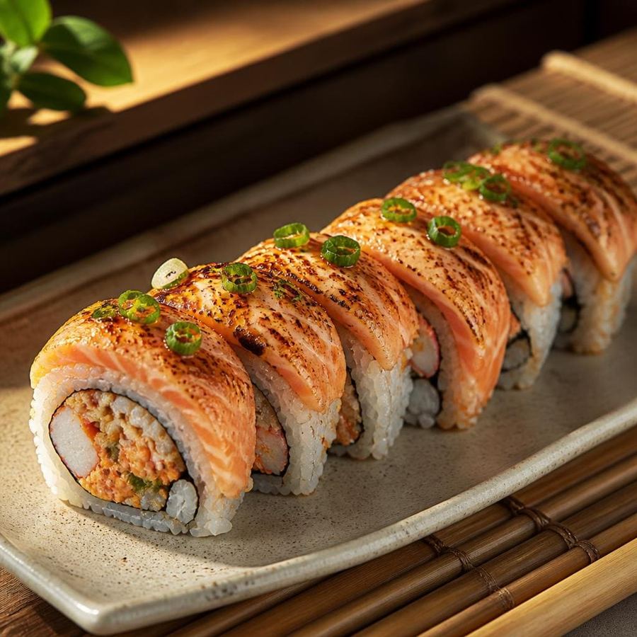 Foto Salmon Aburi Roll Sushi Hiro menu roll salmon aburi
