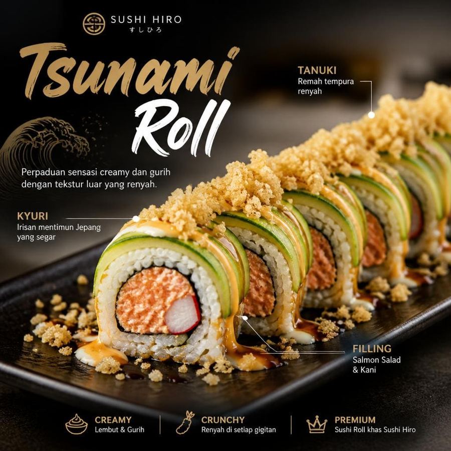 Foto Tsunami Roll Sushi Hiro menu roll salmon salad kani