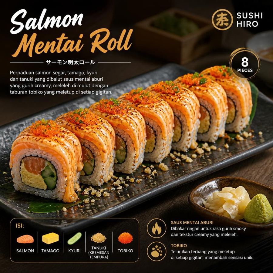 Foto Salmon Mentai Roll Sushi Hiro menu roll salmon mentai