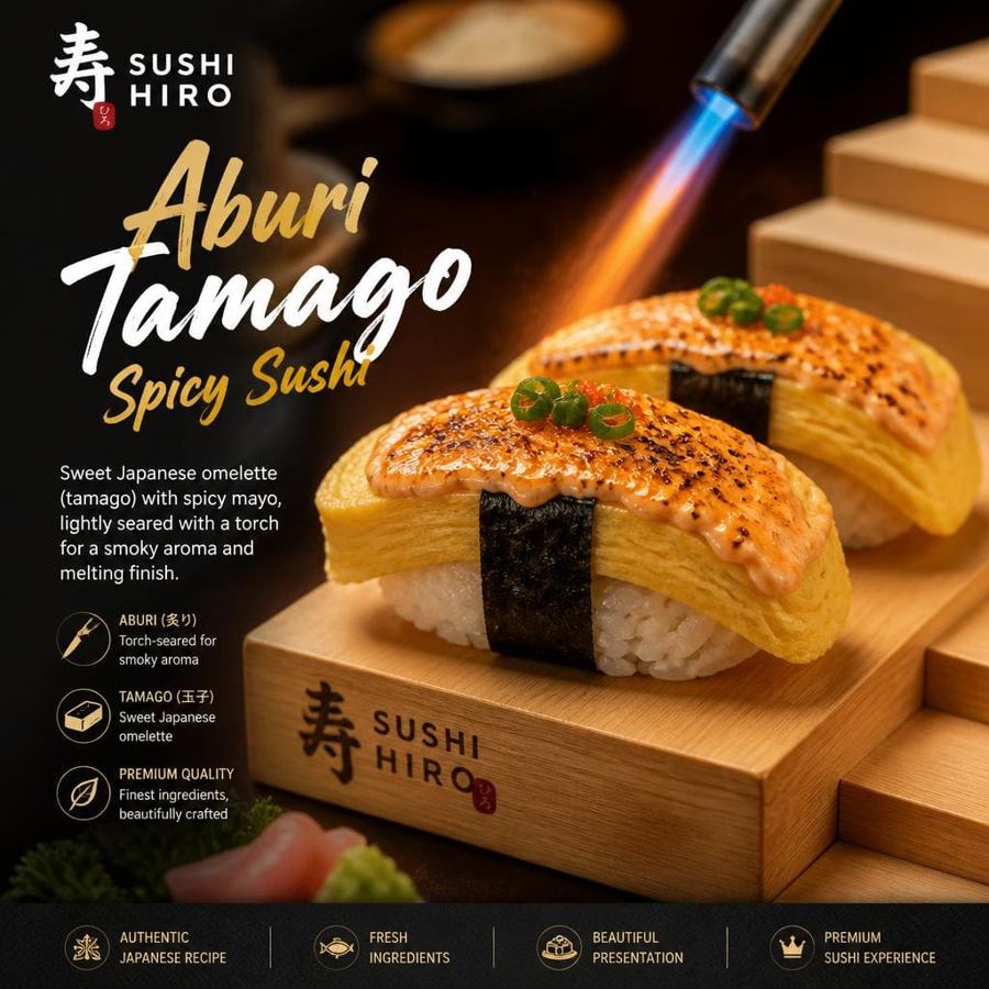 Foto Aburi Tamago Spicy Sushi Sushi Hiro