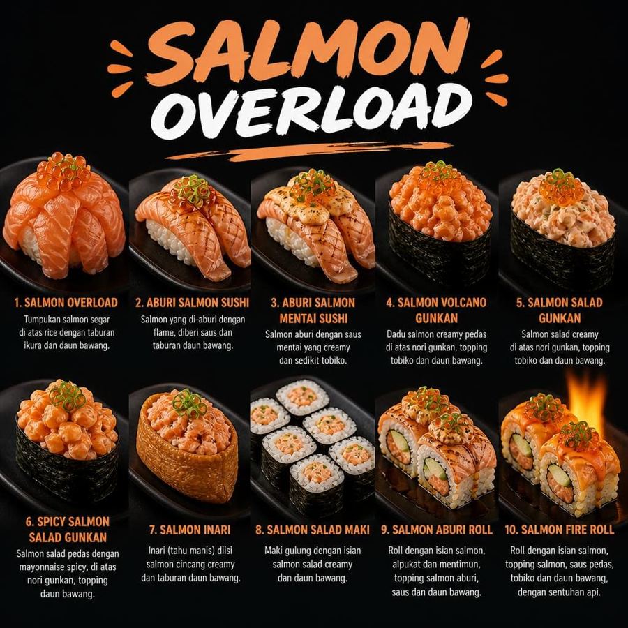 Foto Salmon Overload Sushi Hiro menu sushi set premium